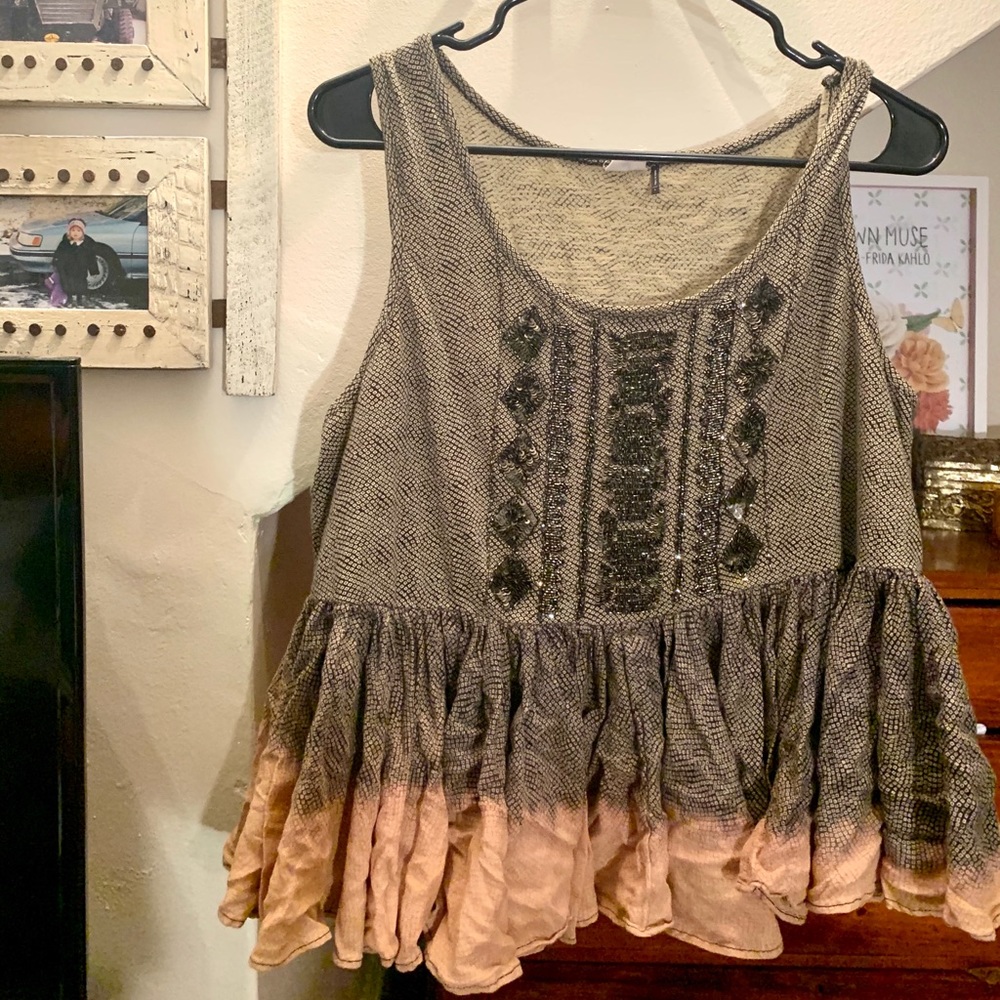 Cute Frey Boho Beaded Shirt